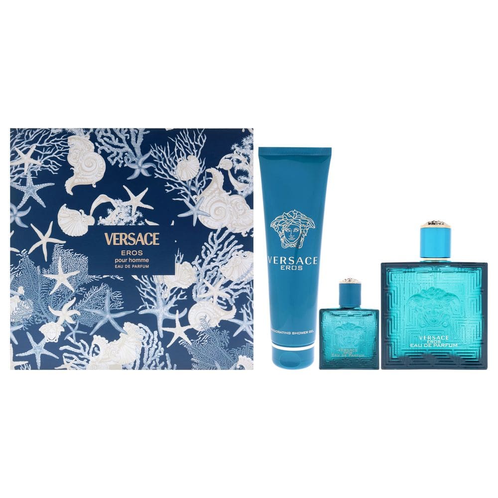 Perfume Versace Eros para homens, conjunto de presente de 3 peças