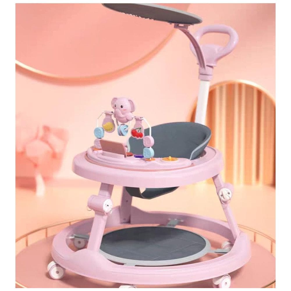 Andador Dobrável 4 em 1 para Bebê HAPYOOY, Atividades para Meninos e Meninas, Aprendizagem Sentado, Andador Empurrável com Música.