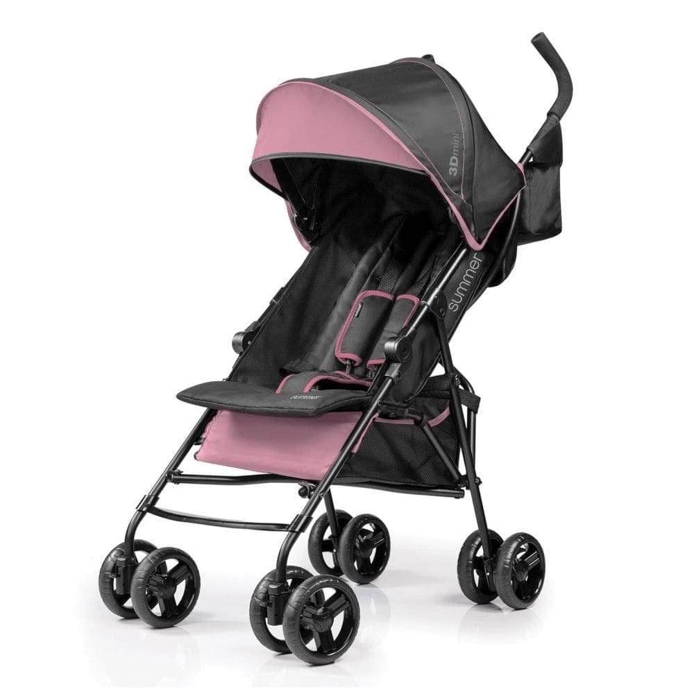 Carrinho de Bebê Leve Summer by Ingenuity 3D Mini - Rosa - Reclinável, com Capota Solar e Design Compacto