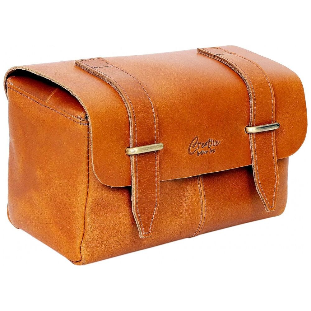 Necessaire Masculina de Couro, CREATIVE LEATHER ART, Marrom Claro