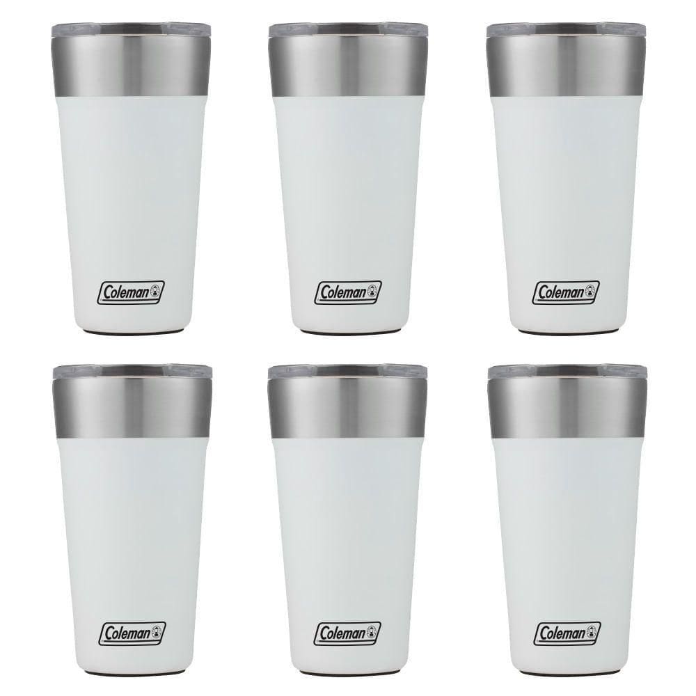 Kit Com 6 Copos Térmicos Com Tampa 600ml Branco Coleman