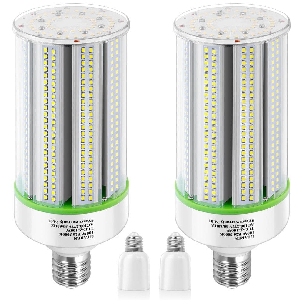 Lâmpada LED 80W, 10000 Lumens, 5000K Branca com Base E26 E39, 2 Unidades, GTAREN ZR USB Fan 0413 392, Branco