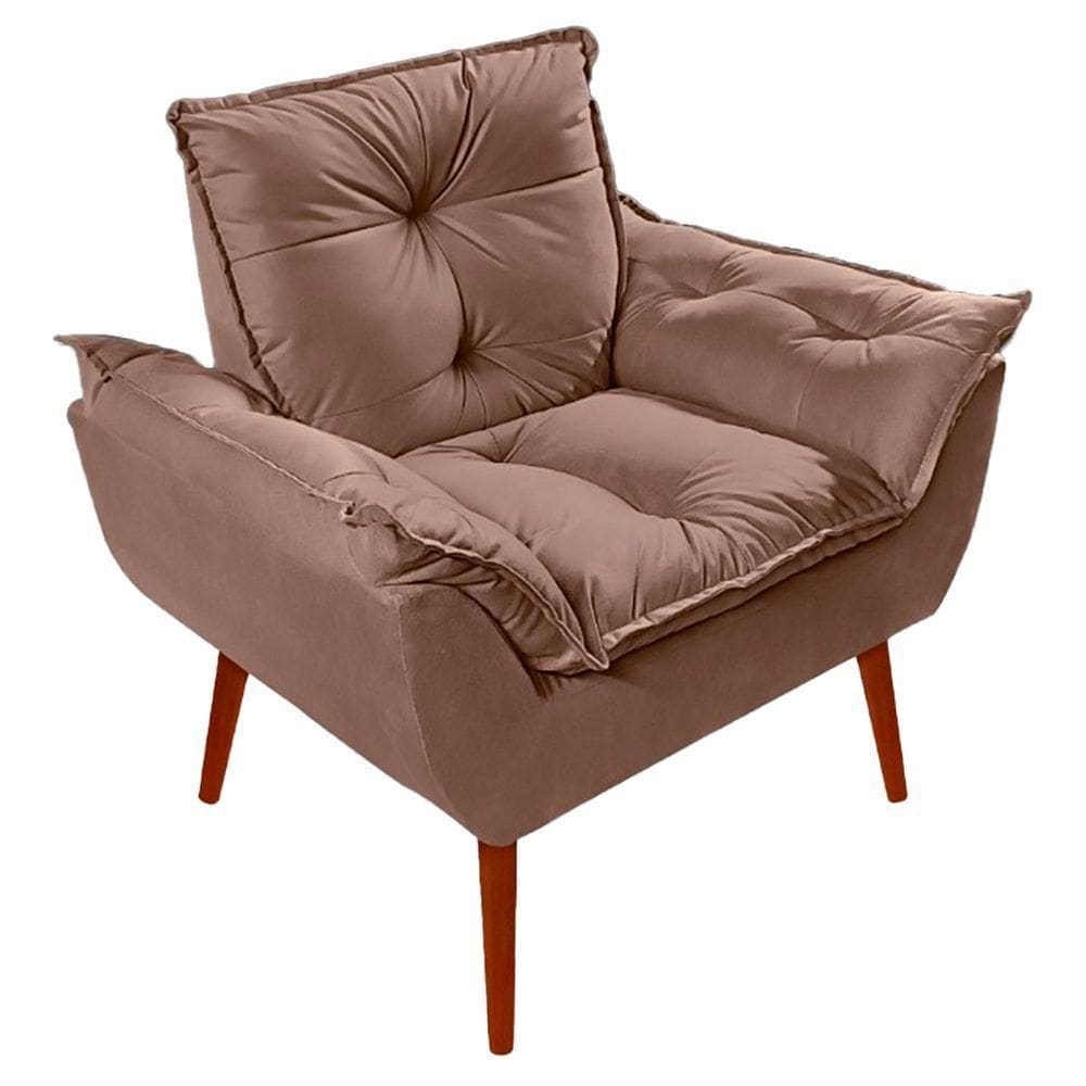 Poltrona Decorativa Opala Suede Cappuccino - Lm Decor