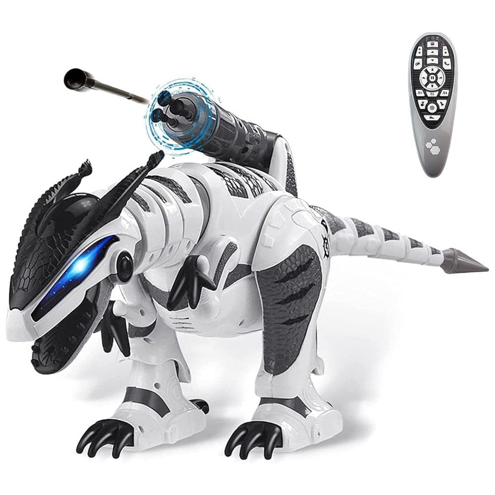 Dinossauro Robô Interativo Programável com Controle Remoto para Crianças de 3 a 10 Anos, DOLLOX, Branco