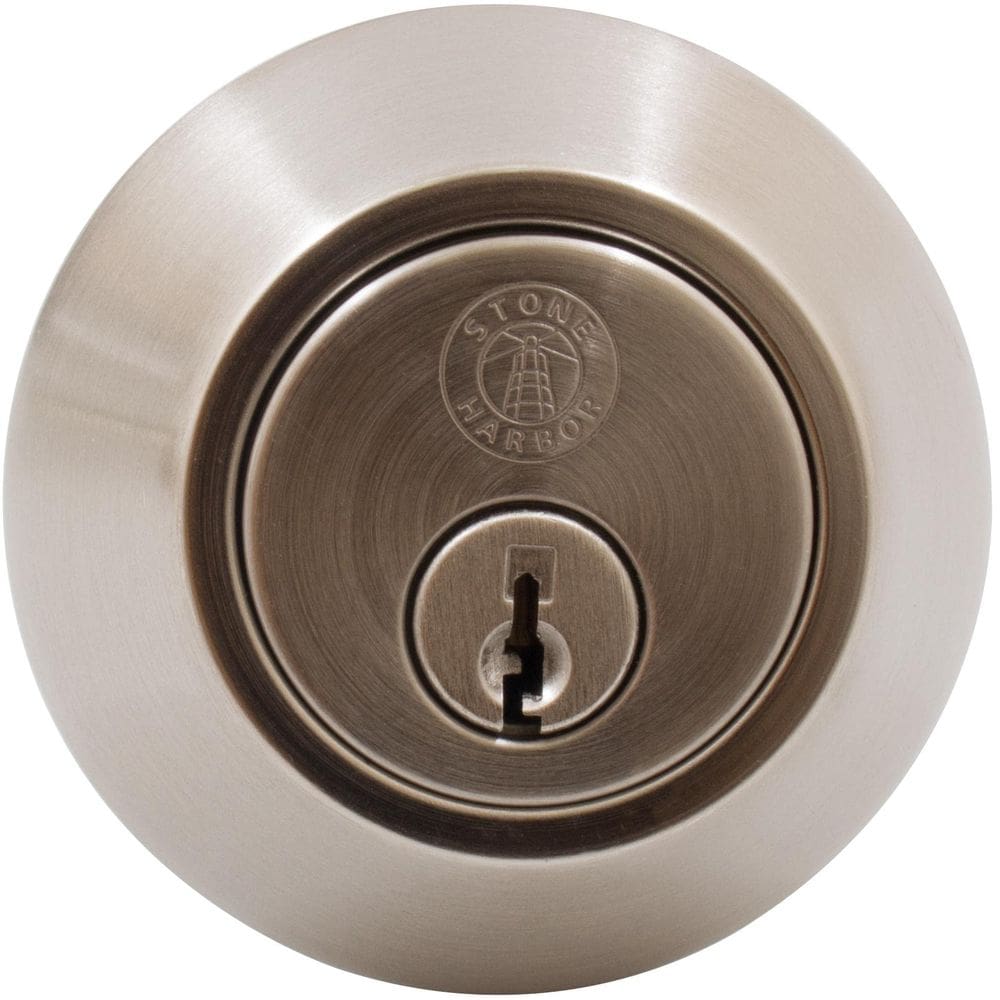 Níquel acetinado de cilindro único Deadbolt Stone Harbor Grau 3