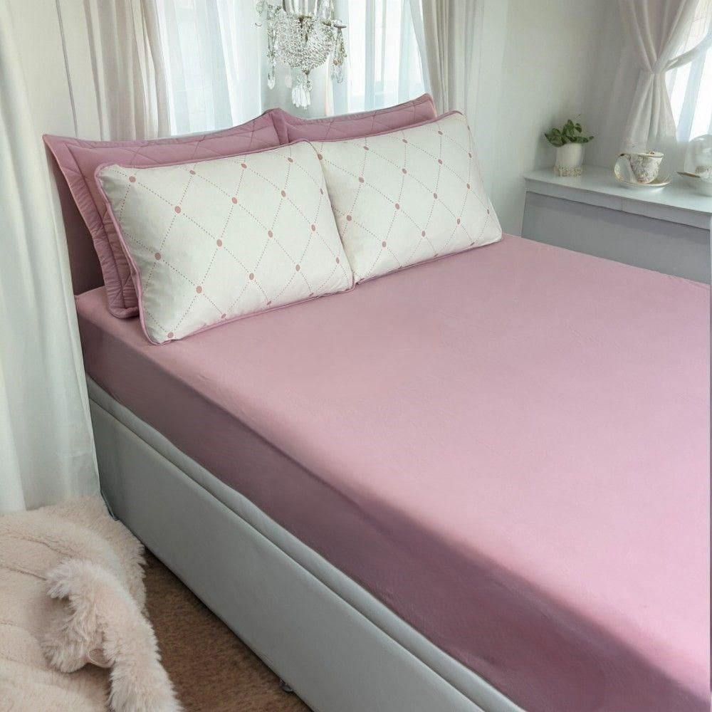 Jogo De Lençol 3 Pçs Zono Enxovais Queen Rosado Estampa Bolinha Pontilhado