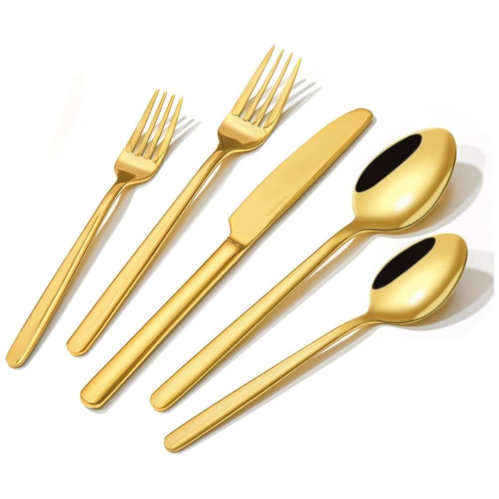 Conjunto de Talheres KINGSTONE Gold, 20 Peças em Aço Inoxidável para 4 Pessoas - Elegante e Resistente à Corrosão