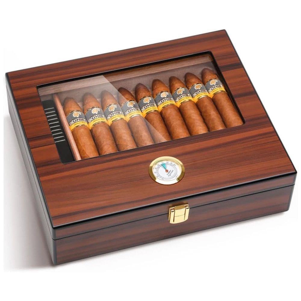 Umidor de Charutos Bald Eagle, Caixa com Visor de Vidro, Umidade Controlada com Higrômetro, Estojo de Madeira de Cedro para 25-30 Charutos