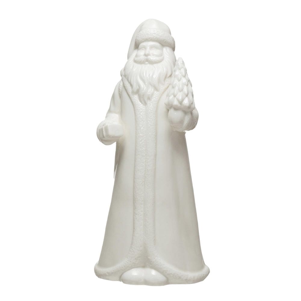 Estatueta Creative Co-Op Stoneware Santa 11x11x25 cm branca