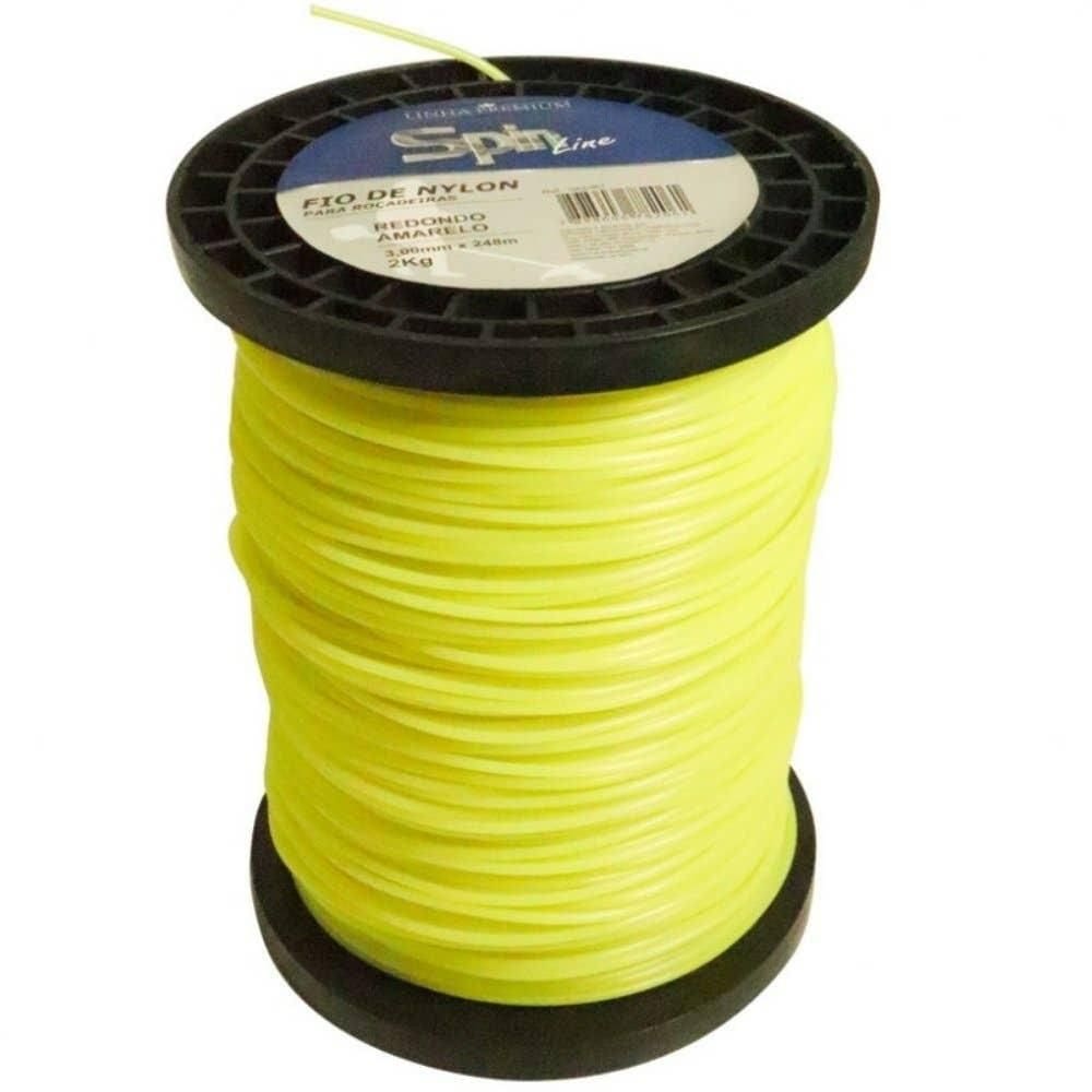 Fio de Nylon 3,0 MM Redondo para Roçadeira Bobina 2 KG 248 Metros Amarelo VULCAN