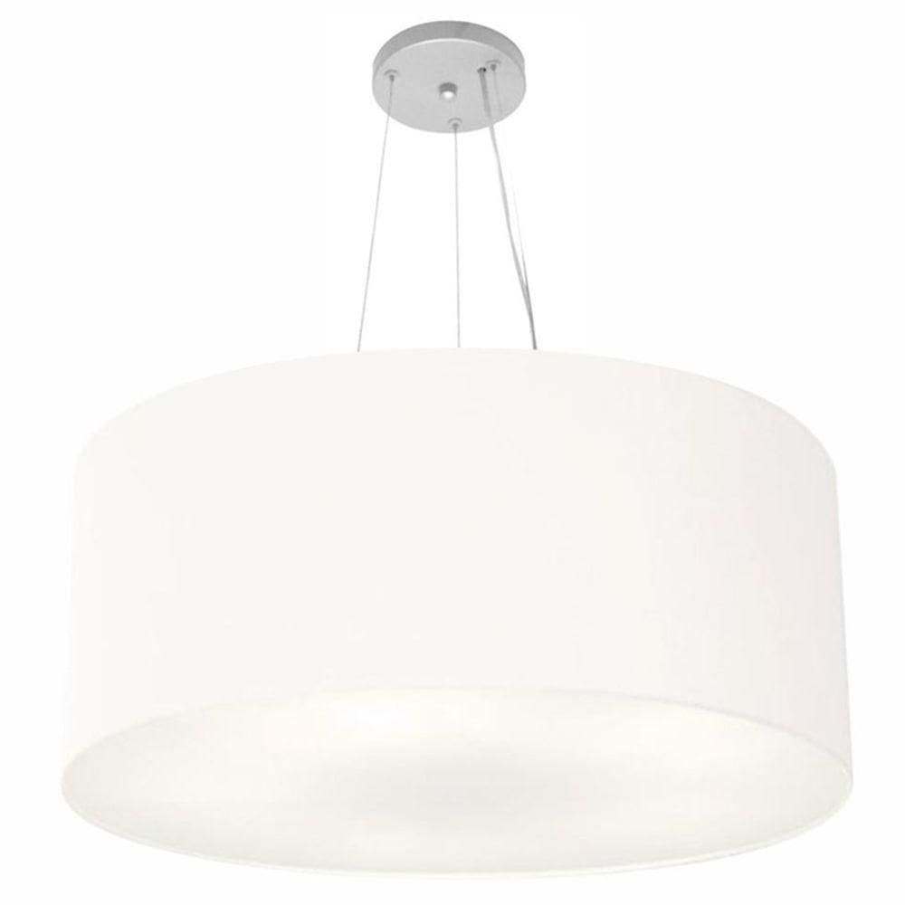 Lustre Pendente Cilíndrico Md-4074 Cúpula Em Tecido 60x30cm Branco - Bivolt