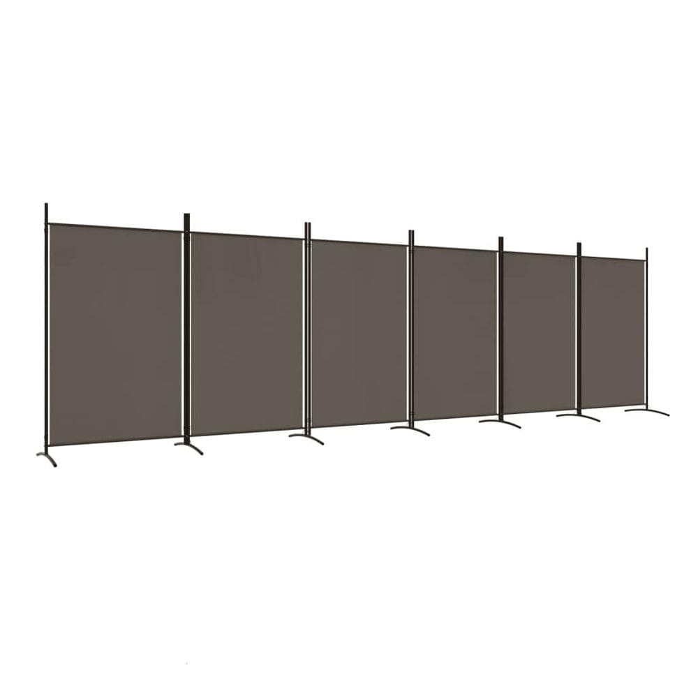 Divisória de quarto vidaXL, tecido dobrável de 6 painéis, ferro, antracite