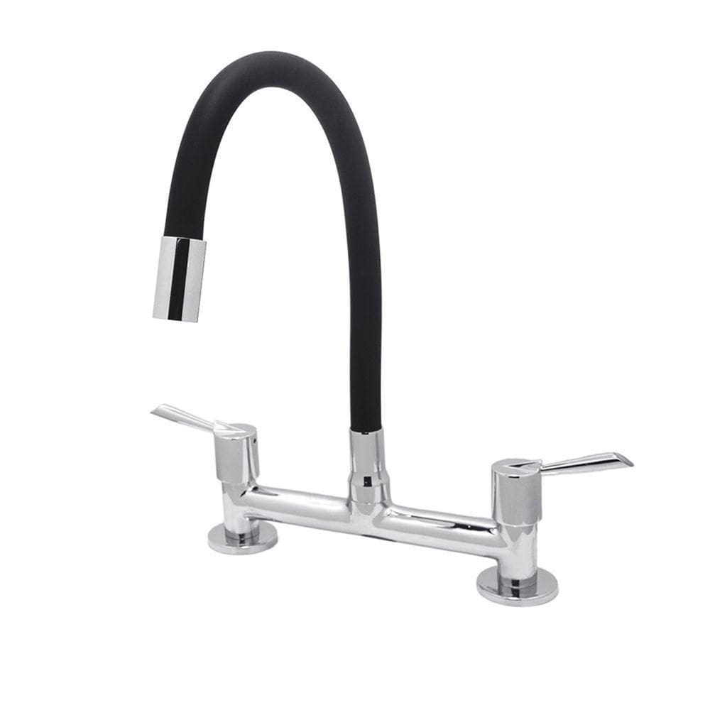 Torneira Misturador Cozinha 1/4 Volta Tubo Color Flexível Preto Mesa Metal