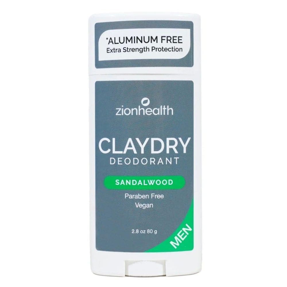Desodorante Clay Dry Sandalwood Zion Health para homens em bastão de 80 ml
