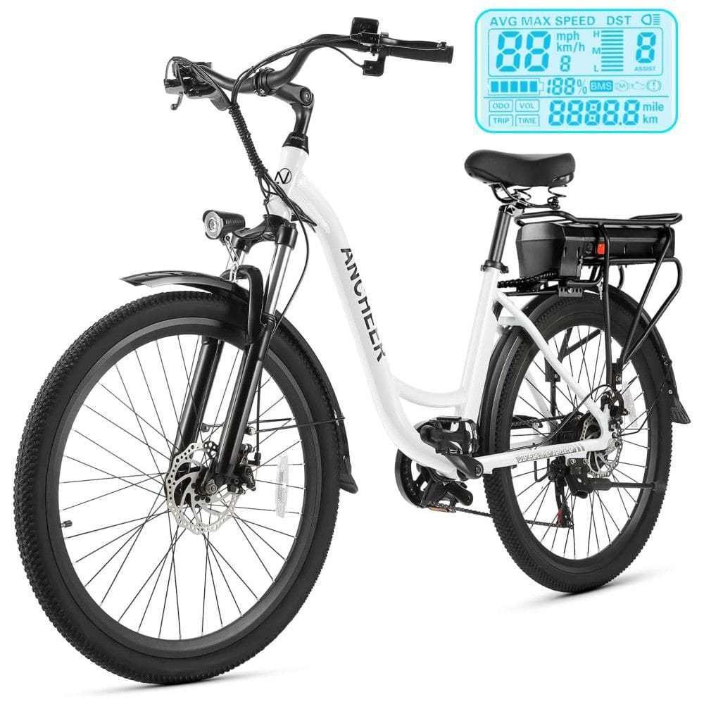 Bicicleta Elétrica ANCHEER para Adultos, 48V 500Wh EBike, Autonomia de Até 96 Km, Bateria Removível, Carregamento Rápido, Bicicleta Elétrica