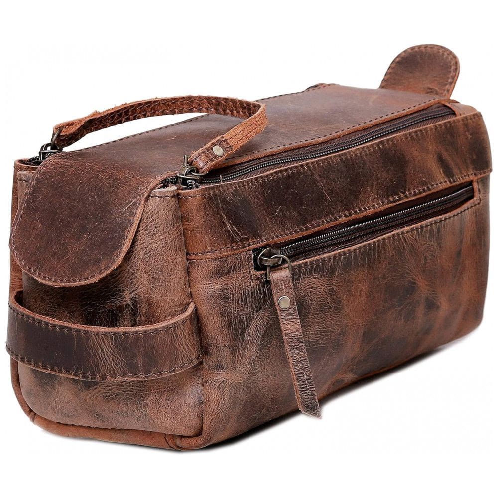 Necessaire Masculina de Couro, CUERO, Marrom