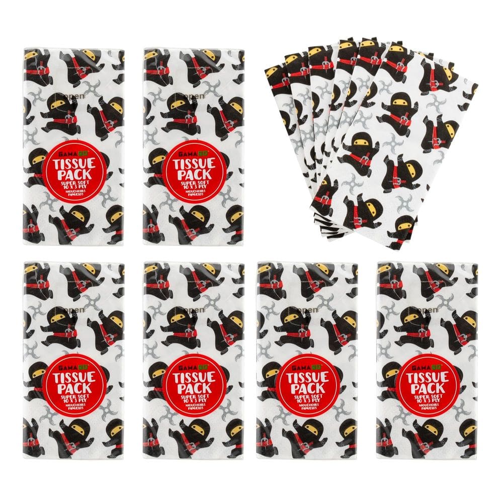 Lenços GAMAGO Ninja de 3 camadas de 10 x 10 cm - 6 pacotes de 10 lenços