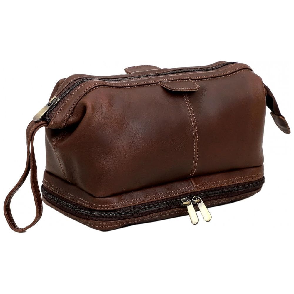Necessaire Masculina de Couro, CUERO, Marrom Escuro