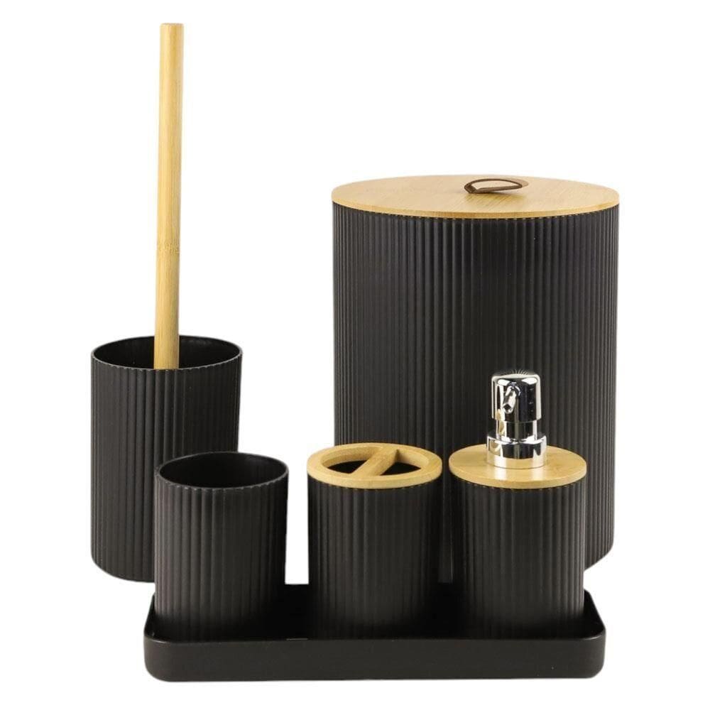 Conjunto De Banheiro Sofisticado 6 Peças Preto Nature - Elegância E Funcionalidade Para Seu Espaço