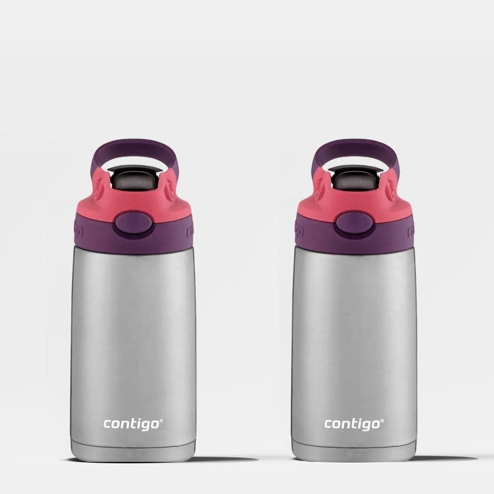 Kit Com 2 Garrafas Térmicas Autospout® Kids Rosa Inox Contigo | 384ml