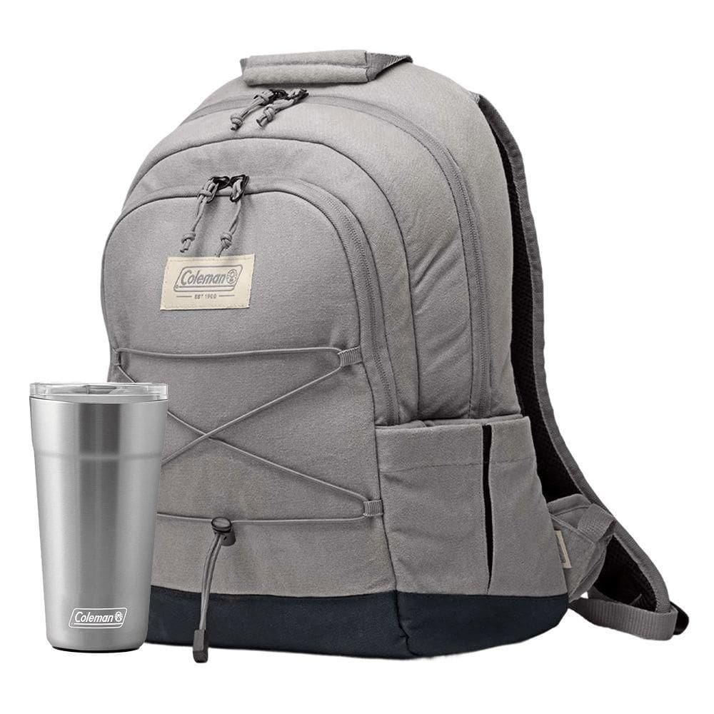 Kit Mochila Térmica Backroads? 30 Latas Cinza E Copo Térmico Com Tampa 600ml Inox Coleman