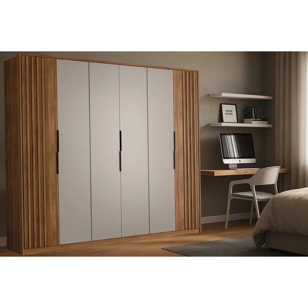 Guarda Roupa Casal 6 Portas (2 Ripadas) e 6 Gavetas Atrice Nogueira Touch/Nude Prime - Demóbile