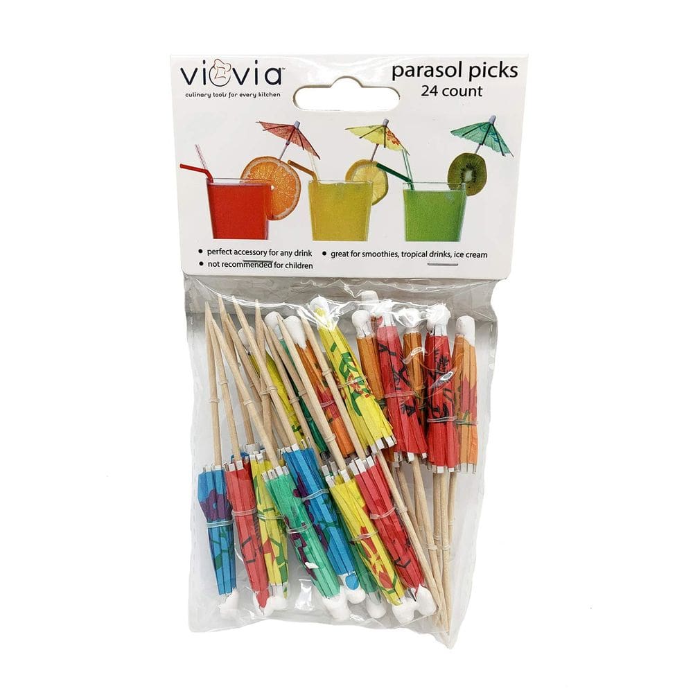Cake Topper VIOVIA Parasol Picks, 24 unidades de madeira