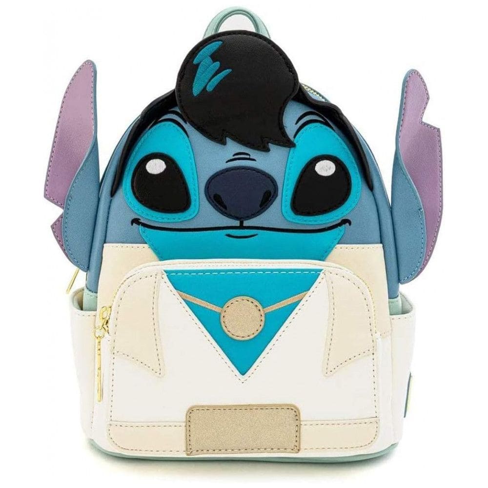 Mochila Escolar Infantil 25cm Loungefly Elvis para Crianças, Branca e Azul