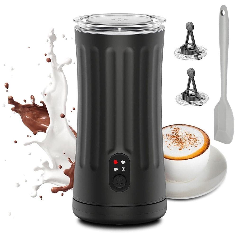 Espumador de Leite Ovetedot, 4 em 1 com Aquecedor, Controle de Temperatura, Desligamento Automático, Preto 240ml