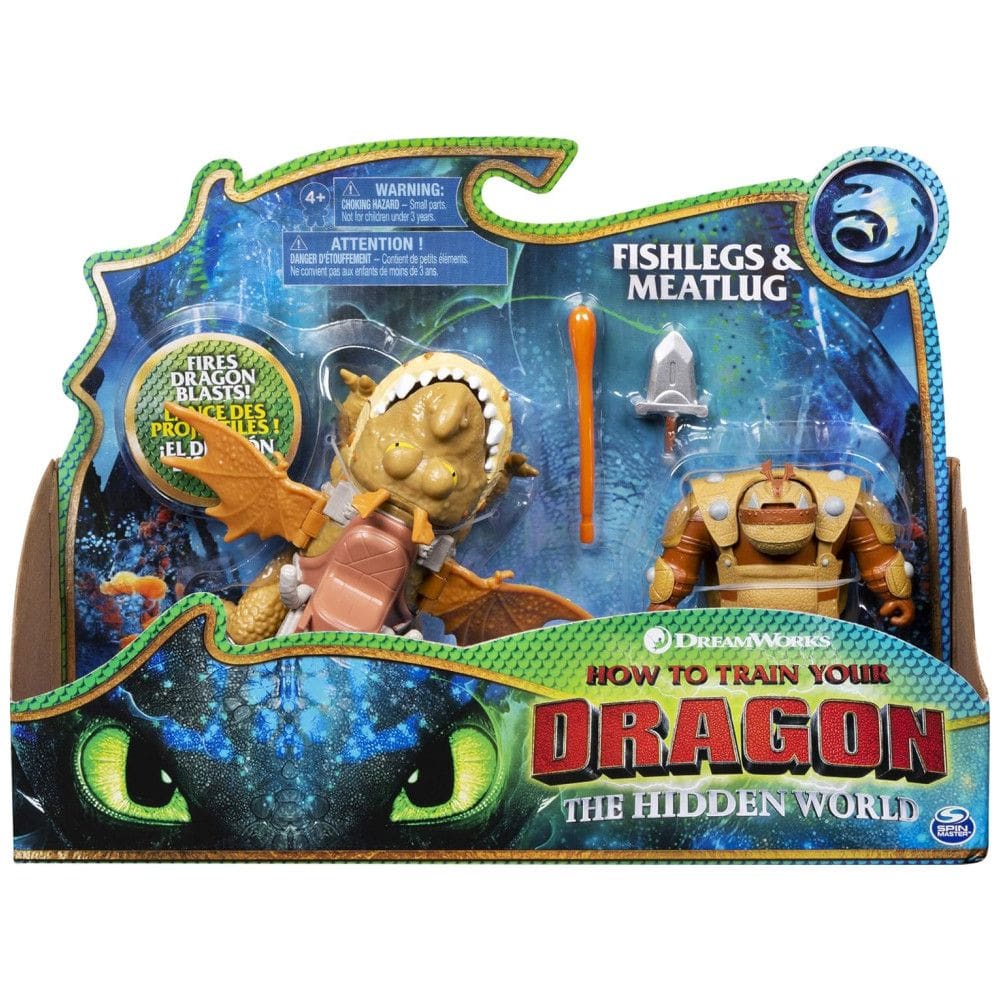 Dreamworks Dragons - Conjunto Dragão Fishlegs Meatlug com Figura de Viking, para Crianças a Partir de 4 Anos