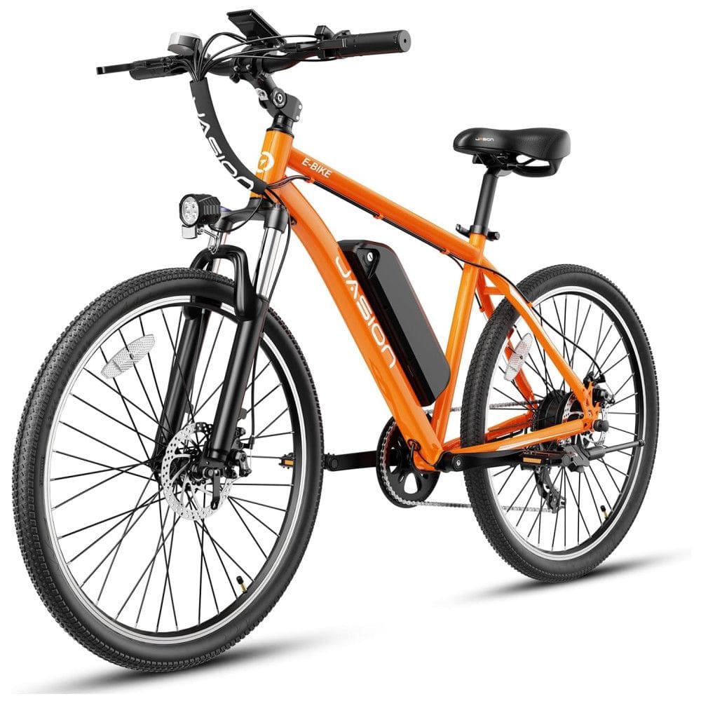 Bicicleta Elétrica Urbana Jasion EB5 26” Laranja | Motor 350W (Pico 500W), Bateria 36V 360Wh Removível, 7 Velocidades, 4 Modos de Condução