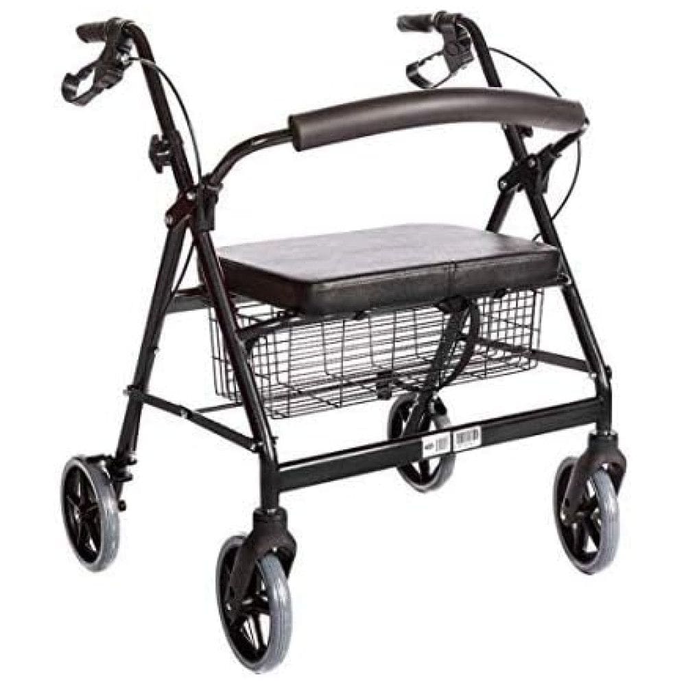 Andador Adulto Idoso HEALTHLINE com Assento e Cesto, Suporta até 200 Quilos, Preto