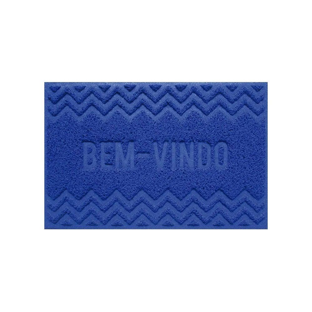 Capacho De Porta Pvc Antiderrapante 60x40cm - Zig Zag Azul