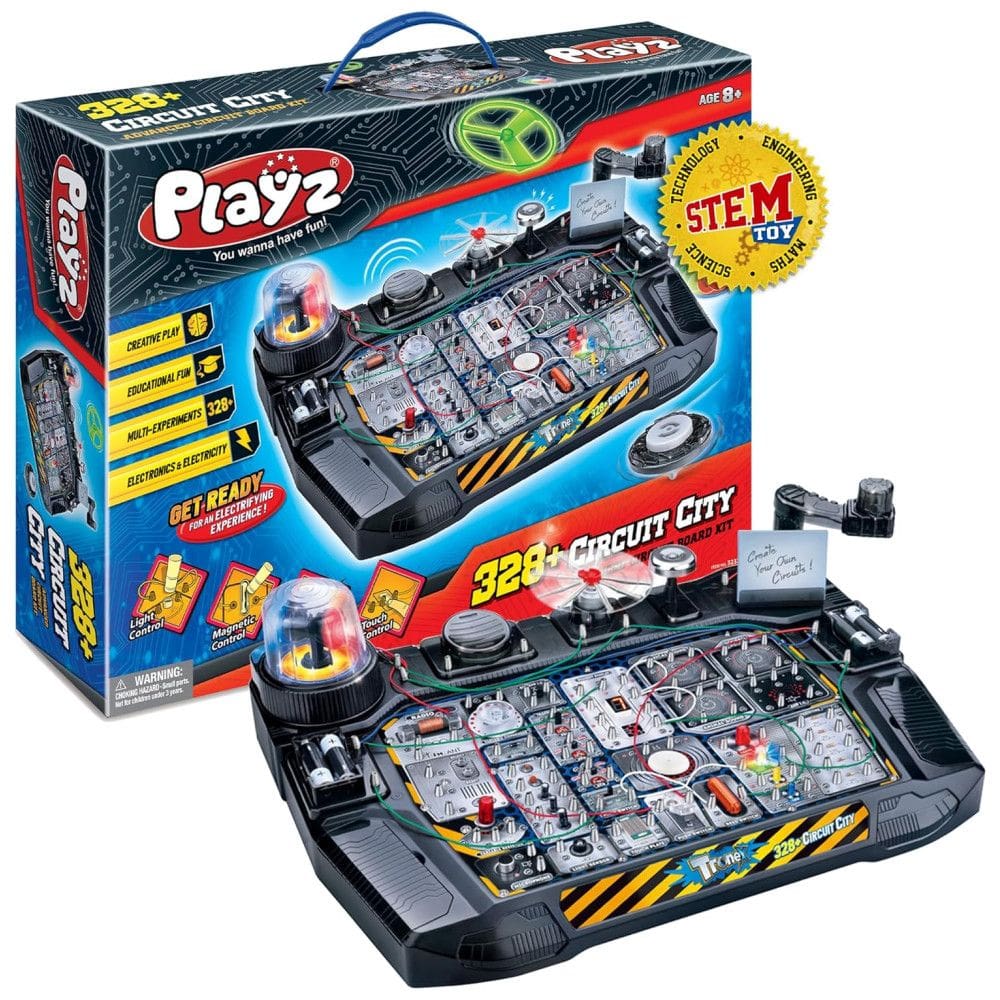 Brinquedo de Engenharia e Circuito Eletrônico 328 Experimentos para Crianças de 8 Anos ou Mais, PLAYZ, Azul