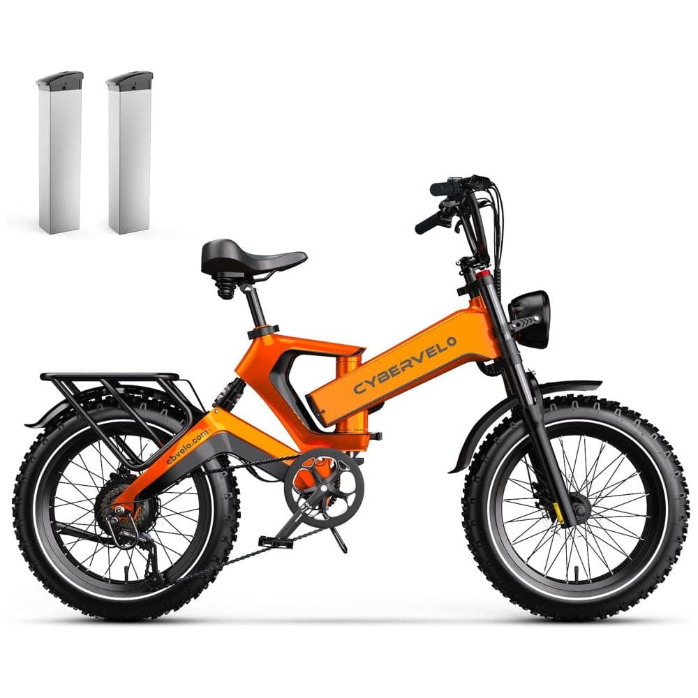 Bicicleta Elétrica Dobrável Cybervelo de 1000W de Pico para Adultos, 35MPH 160KM, Bateria Removível de 48V 25Ah, Pneu Gordo de 20” x 4.