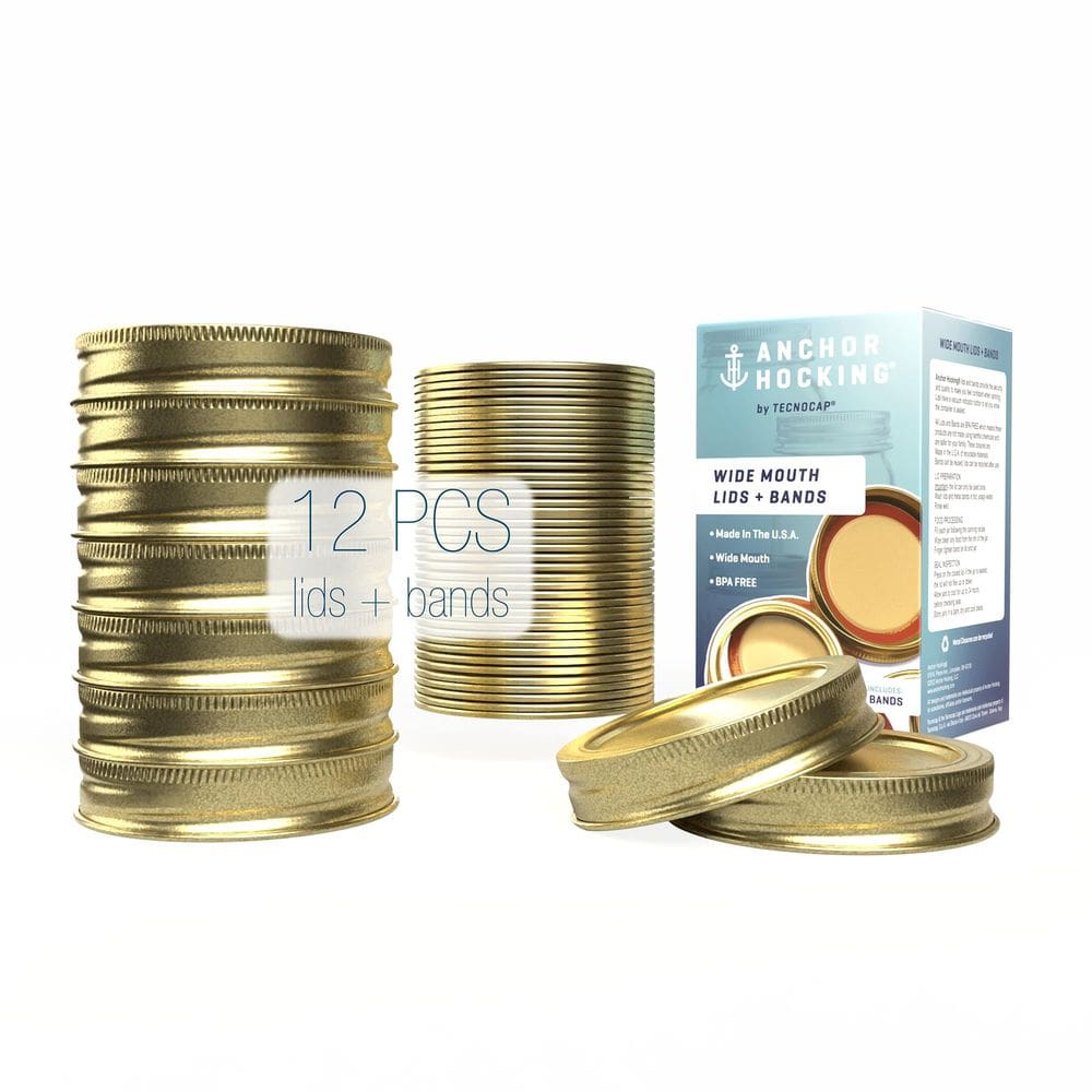 Tampa de recipiente Tecnocap Wide Mouth 12 conjuntos em ouro vermelho
