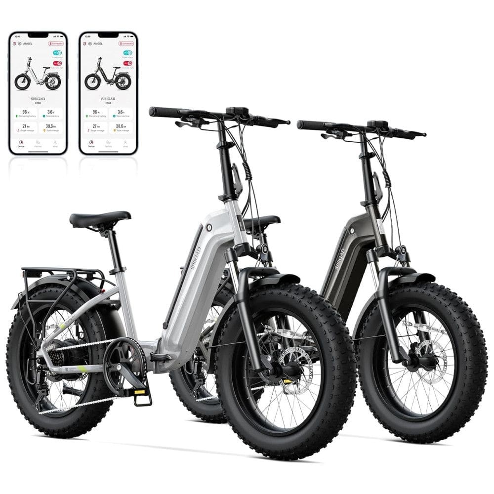 Kit com 2 Bicicletas Elétricas Dobráveis Sisigad 1500W Pico, Pneus Fat 20”x4.0, Bateria 48V 15Ah, Autonomia 96 km, 7 Velocidades