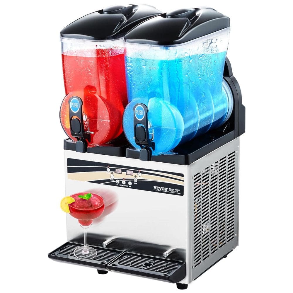 Máquina de Bebidas Geladas VEVOR, Duplo Tanque 15 Litros x2 em Aço Inox, Perfeita para Festas e Negócios de Alimentação