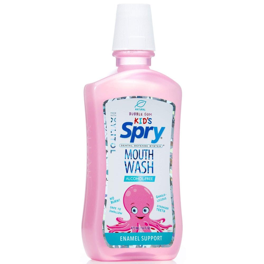 Enxaguante bucal Spry, sem flúor de xilitol, suporte de esmalte, 473 ml para crianças