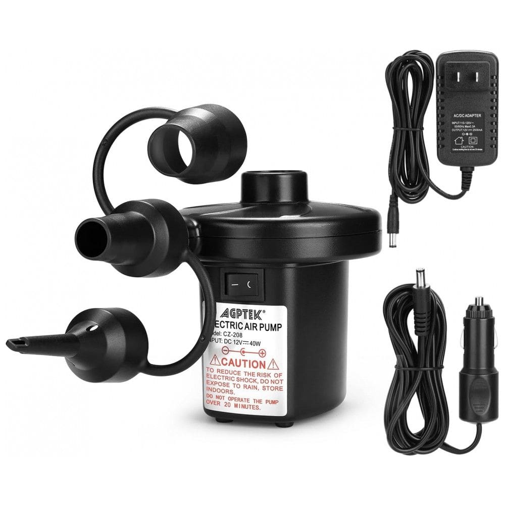 Bomba de Ar Elétrica Portátil para Colchão Inflável, Infla e Desinfla, 110V 12V, AGPTEK, Preta