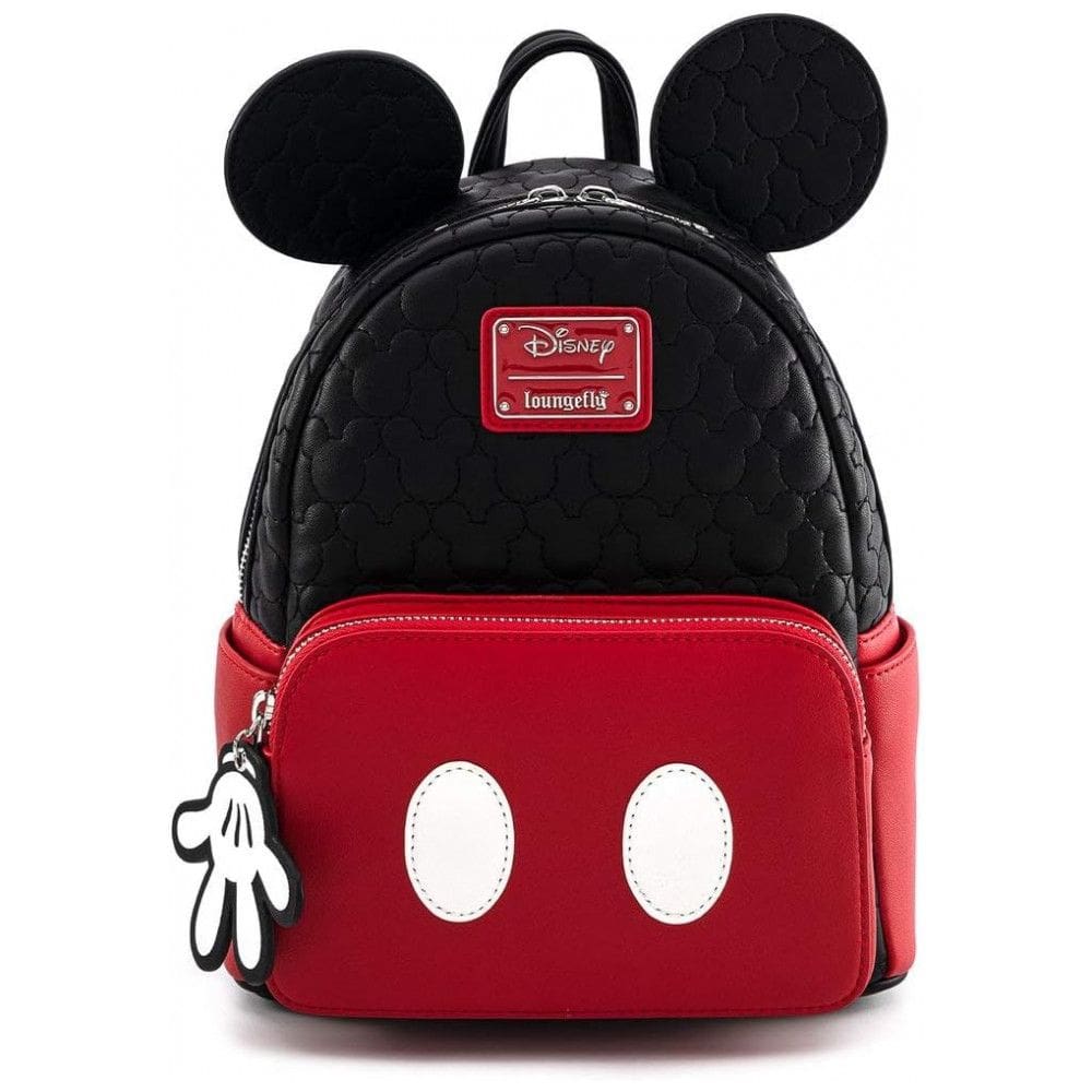 Mini Mochila Escolar Infantil Loungefly Disney Mickey Mouse para Crianças a Partir de 5 Anos, Preta e Vermelha
