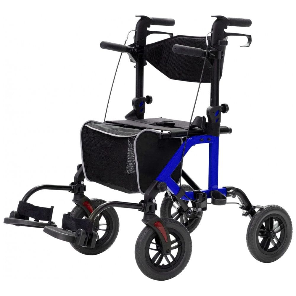 Andador 2 em 1 para Adultos e Idosos de até 136 kg Dobrável com Encosto Reversível, ELENKER, Azul