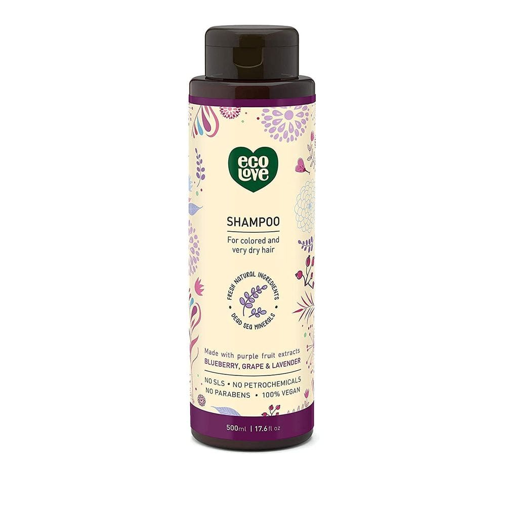 Shampoo EcoLove Natural, Vegano e Livre de Crueldade, 500 ml, tratado com cores