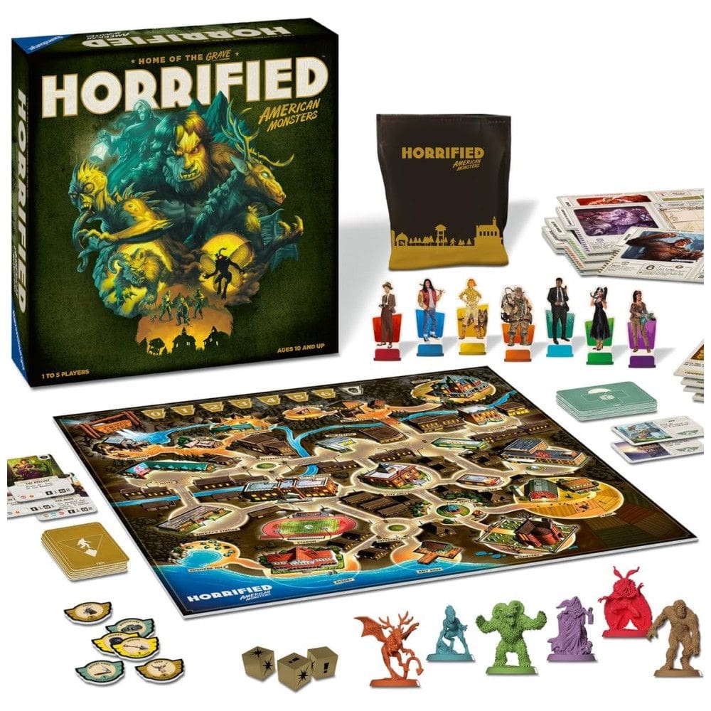 Jogo de Tabuleiro Estratégico Ravensburger Horrified American Monsters - Aventura Clássica com Criaturas Míticas - Para Noites Divertidas em