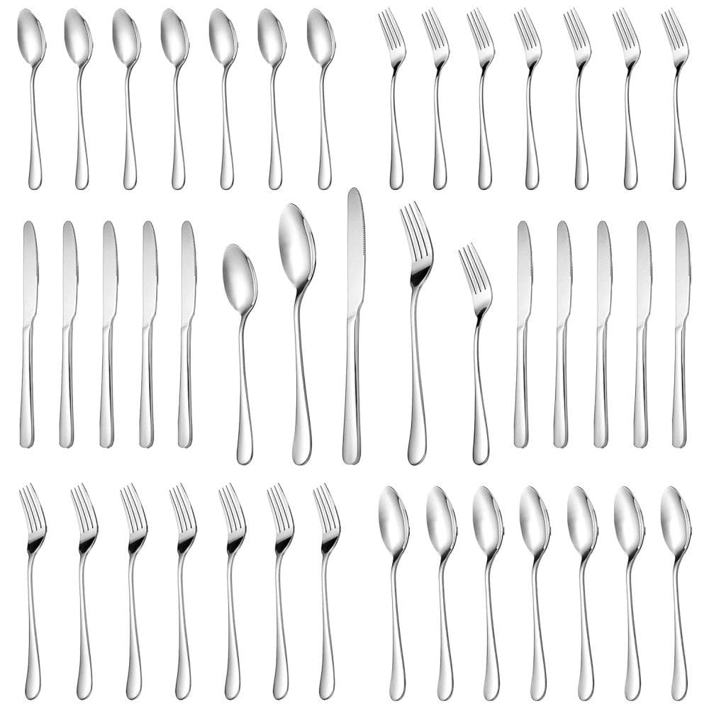 Jogo de Talheres de Prata MUTNITT 30 Peças para 6 Pessoas, em Aço Inox Premium, Talheres Espelhados, Resistente e Durável, Inclui Garfo