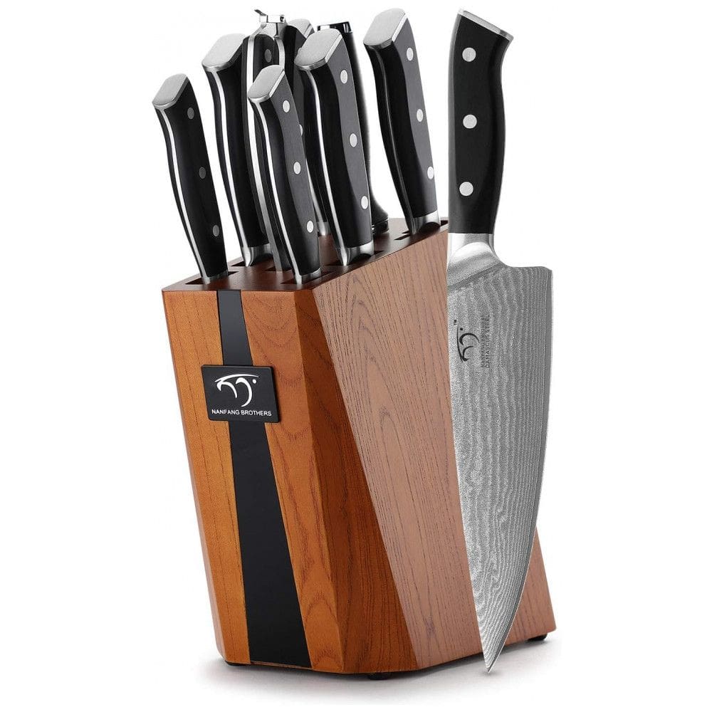 Conjunto de Facas NANFANG BROTHERS em Aço com Bloco de Bancada, 9 Peças, Preto