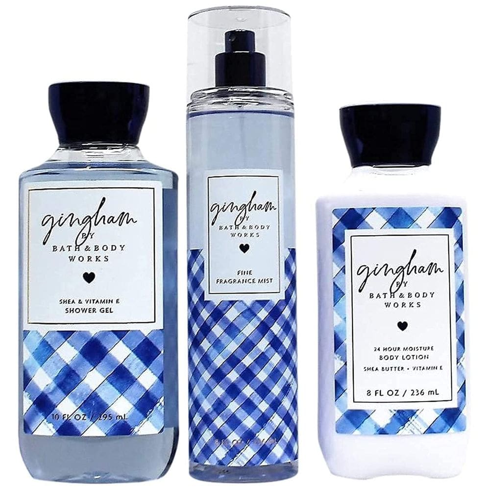 Conjunto de presentes Bath & Body Works Gingham, gel de banho, névoa e loção