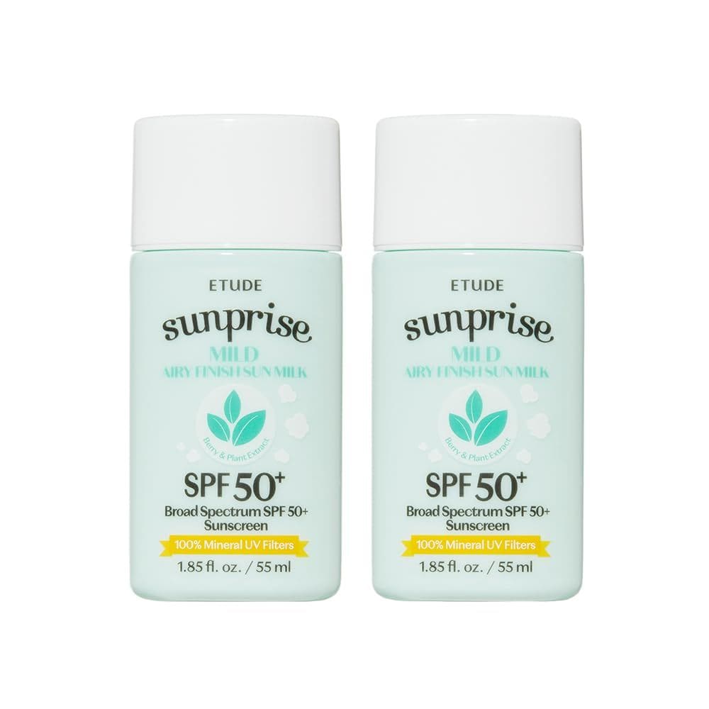 Protetor solar ETUDE Sunprise Mild Airy Finish SPF50+ PA++++ 55mL x2
