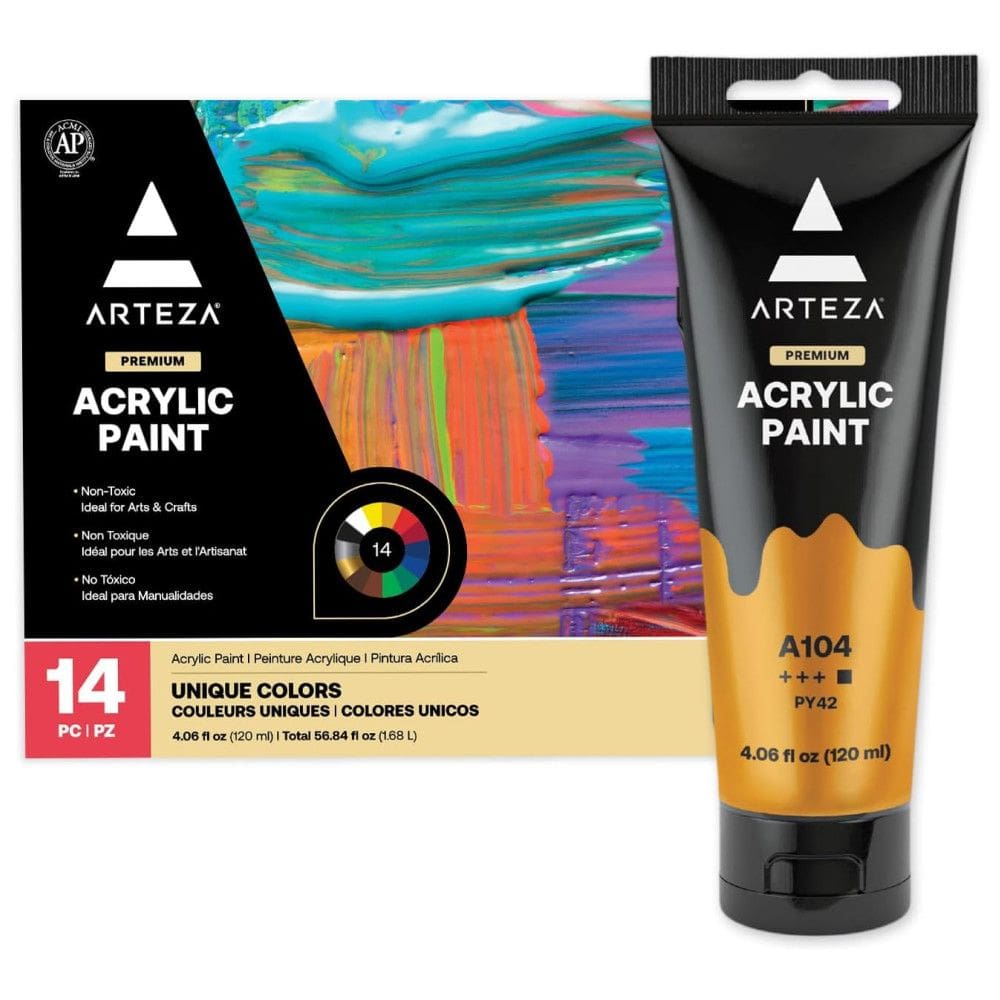 Kit de Tinta Acrílica Profissional com Cores Essenciais, 14 Peças, ARTEZA
