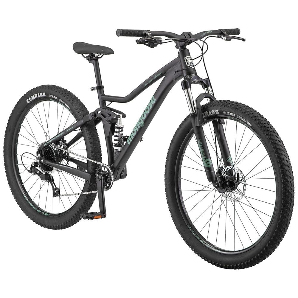 Bicicleta Mountain Bike Mongoose Impasse 1.0 – Suspensão Completa, Quadro em Alumínio, 7 Velocidades, Rodas 27,5?, Freios a Disco